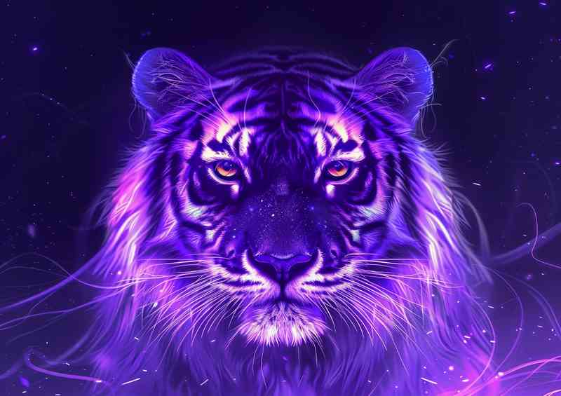Tiger head In a magic purple | Metal Poster
