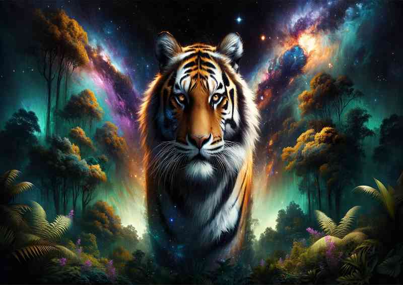Tiger its stripes a vibrant tapestry of stars and nebulae | Poster