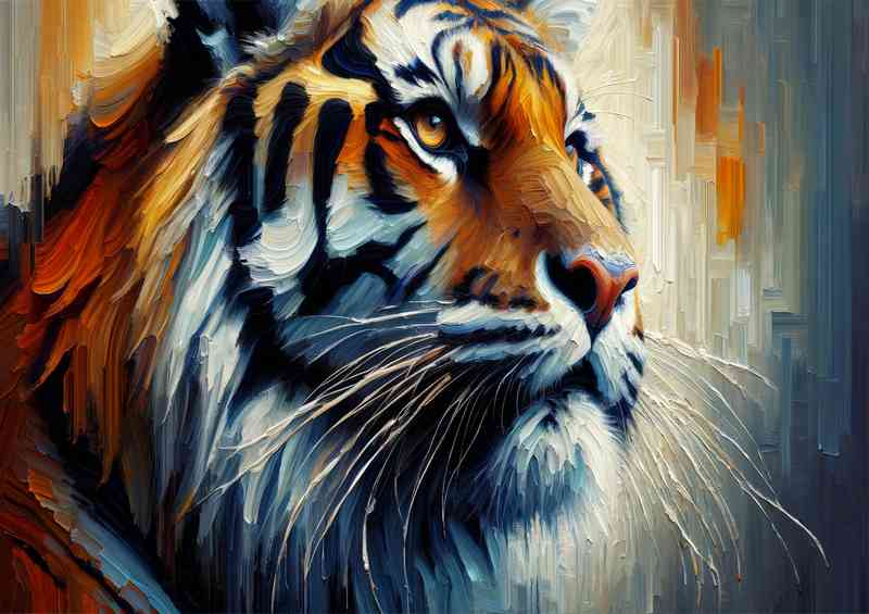 Tiger s face using a heavy palette knife technique | Metal Poster