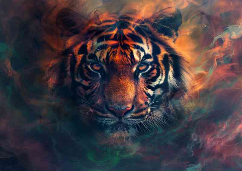 Tigers head with magical colours | Canvas