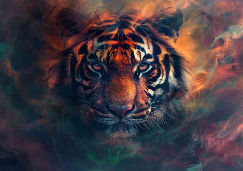 Tigers head with magical colours | Poster