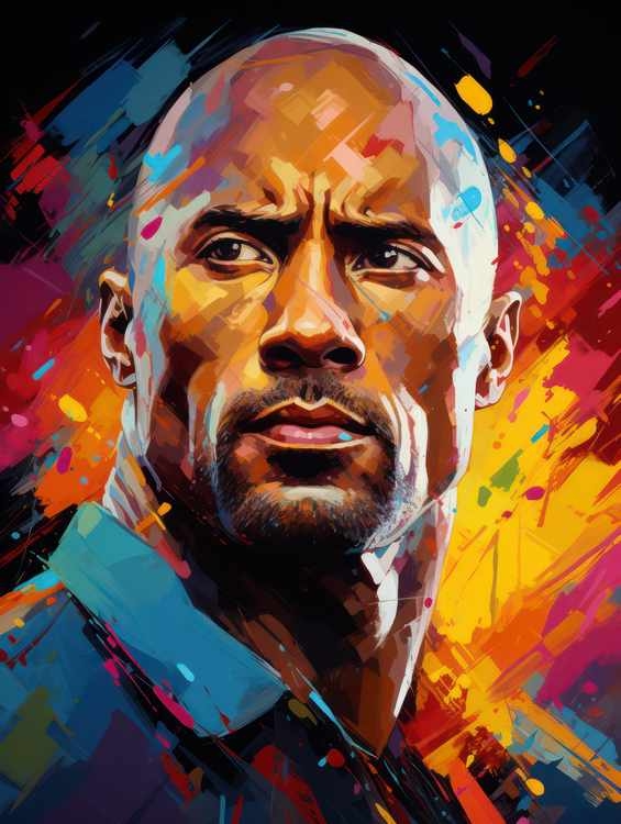 Dwayne Johnson colourful painting stle | Poster