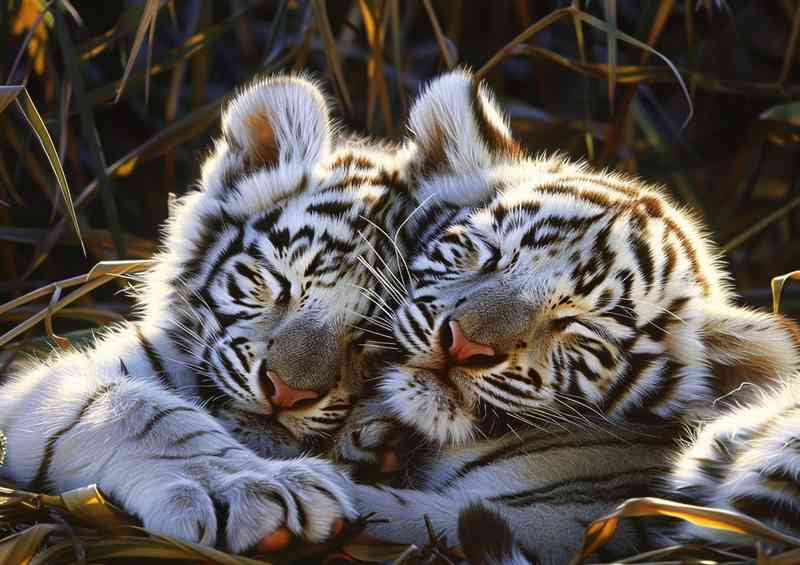 White Tiger cubs sleeping during the day | Di-Bond