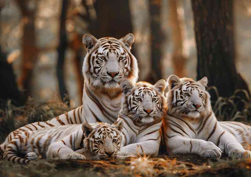 White Tigers with Family | Poster