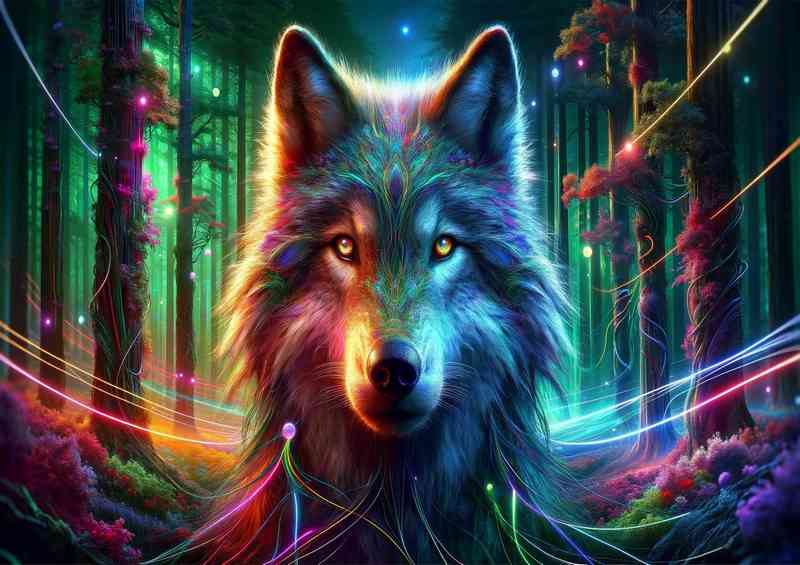 Wolf its eyes reflecting a world where nature | Poster