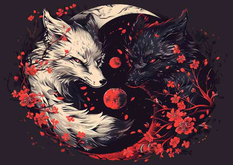 Yin yang symbol made of two foxes one white | Di-Bond