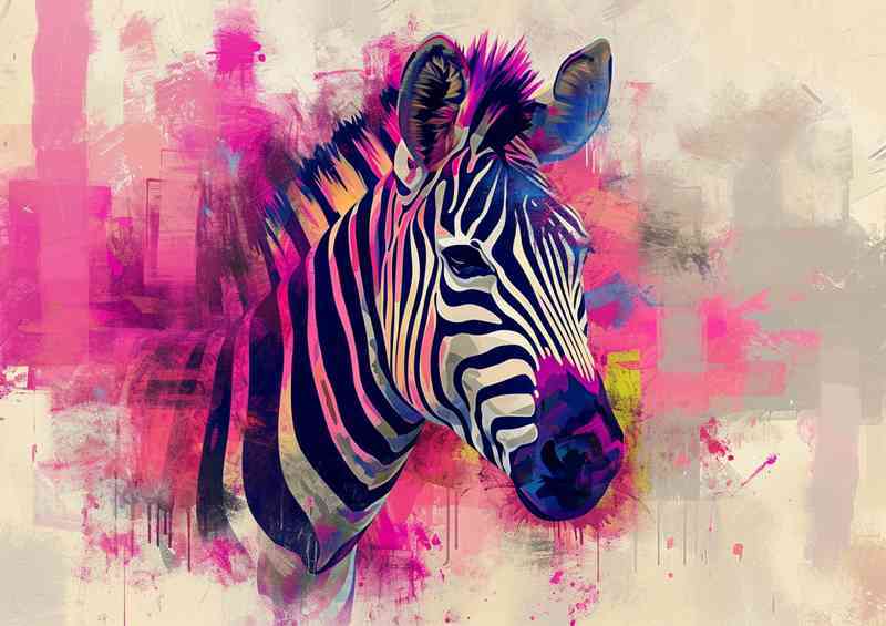 Zebra colourful realisum art | Canvas