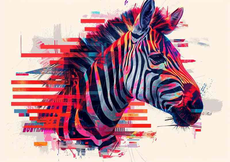 Zebra head painted in various colours | Canvas