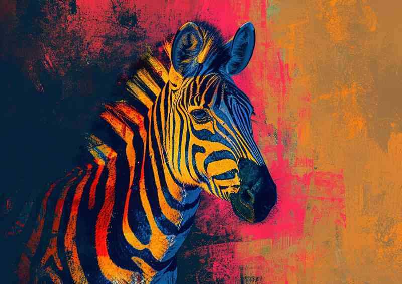 Zebra painted style colourful | Metal Poster