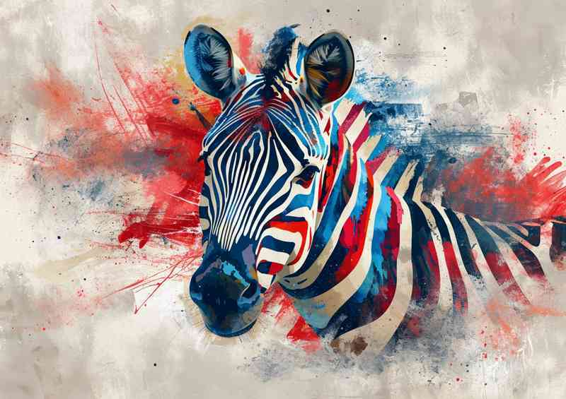 Zebra with red splashes art | Poster
