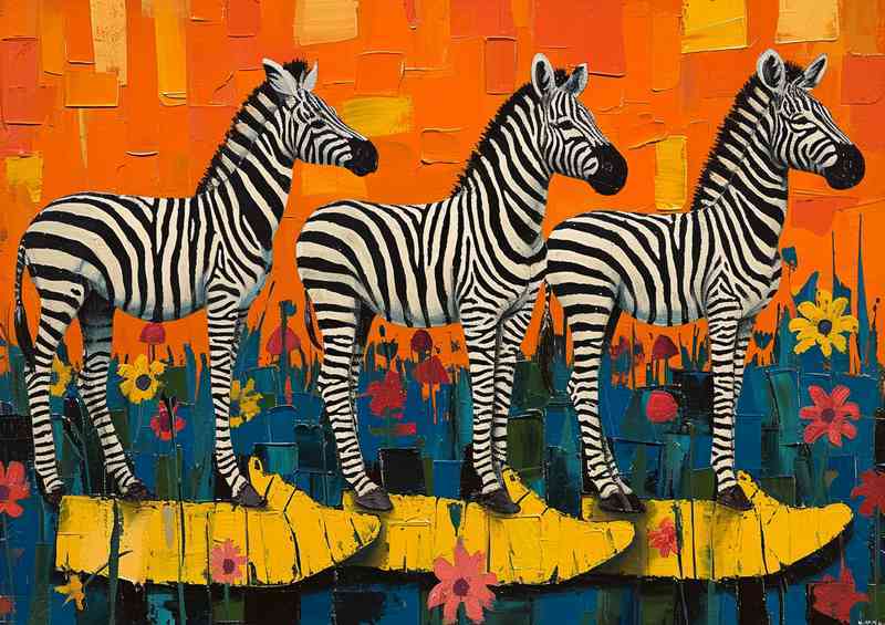 Zebras in a abstract form | Metal Poster