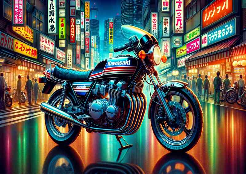 Kawasaki 2 stroke motorcycle from the 1980s in vivid detail | Poster