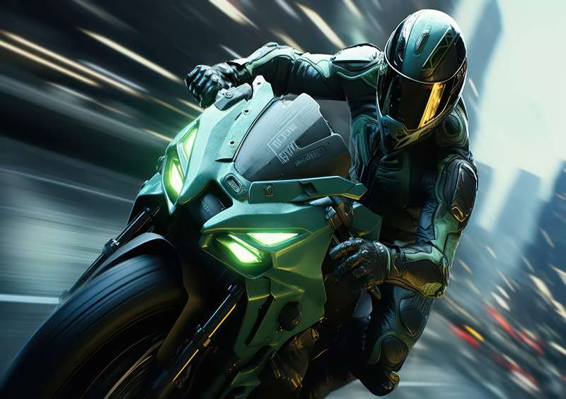 Super bike been handeled around a tight corner | Poster