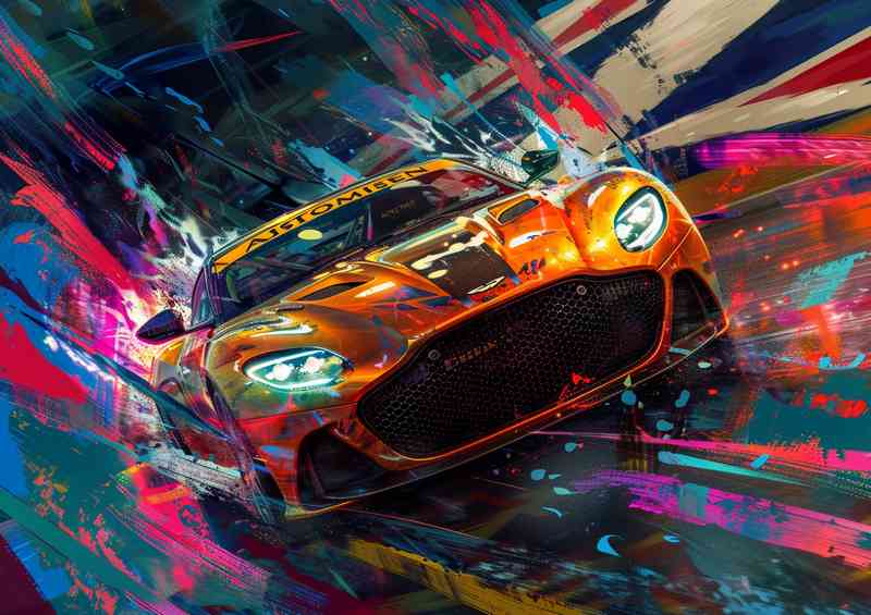 A painting Aston Martin DBS Super car | Metal Poster