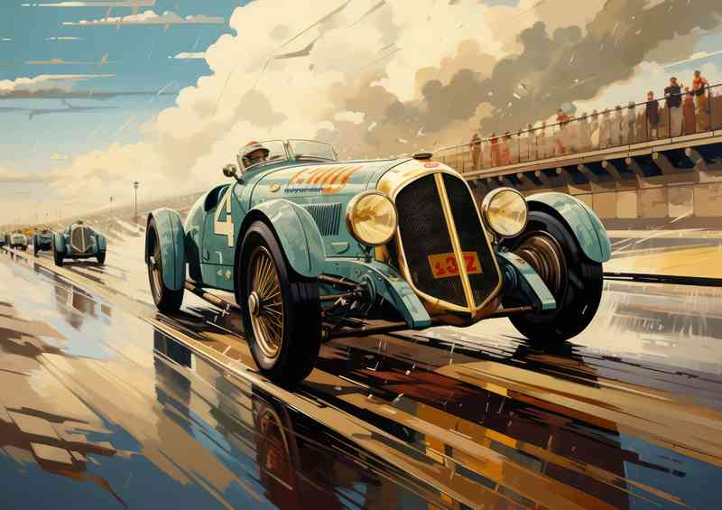A vintage race car on a race track classic | Poster