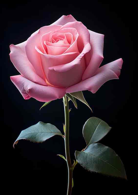 Pink single rose and a dark background | Di-Bond