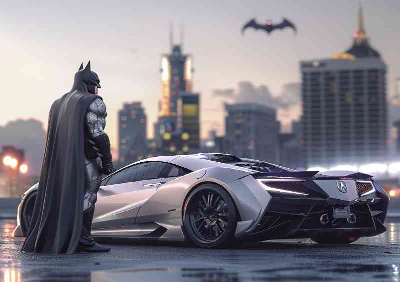 Batman standing next to his new Concept car | Di-Bond