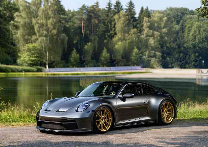 Black and grey widebody Porsche with a gloss finish | Poster