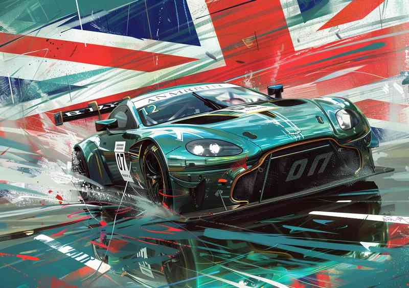 British green Aston Martin on race day | Di-Bond