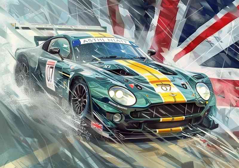 British made Aston Martin on the track painted style | Canvas