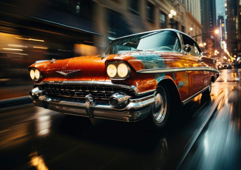 Colourful Cadilac on the road | Canvas