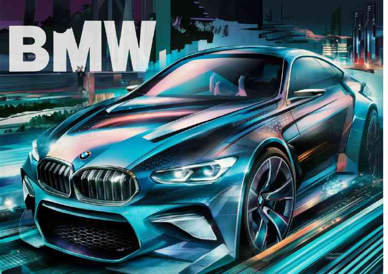 Featuring a futuristic Bmw M5 sports car | Metal Poster