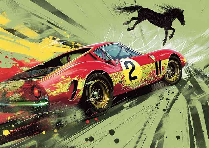 Ferrari Le Mans race car in red | Metal Poster