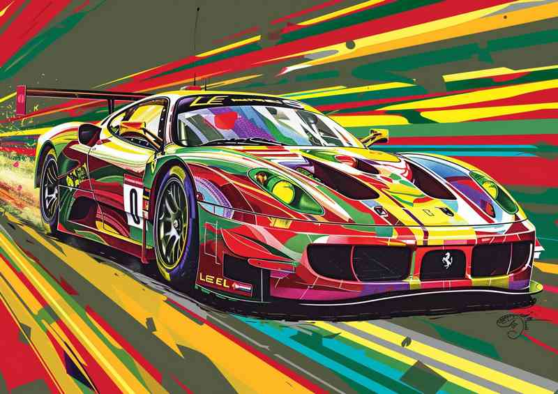 Ferrari Le Mans race car in the style of pop art | Poster