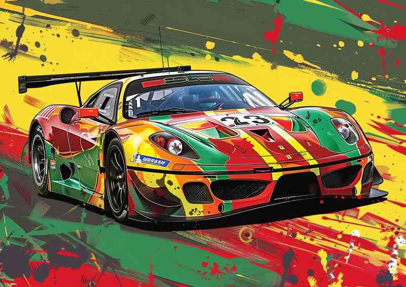 Ferrari multi coloured in a pop art style | Poster