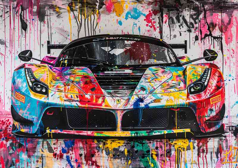 Graffiti painting of the Ferrari Le Mans race car | Canvas