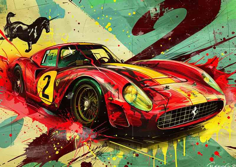 Graffiti style Ferrari Le Mans race car | Metal Poster