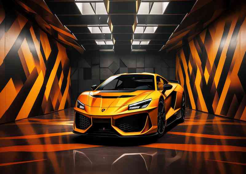 Lamborghini In bright yellow | Metal Poster