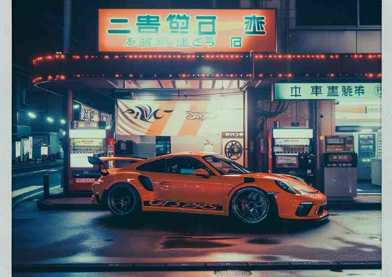 Orange Porsche GT3 RS wideboy | Poster
