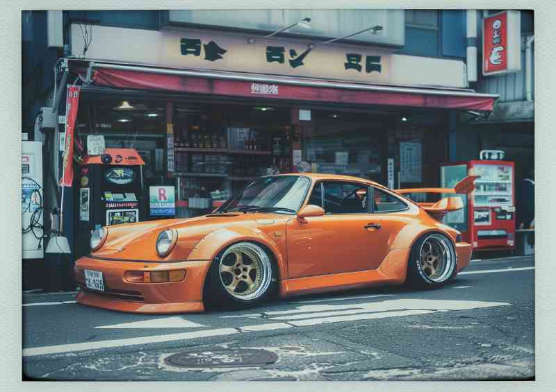 Orange widebody Porsche | Poster