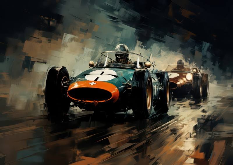 Painted style old school racing cars racing | Poster