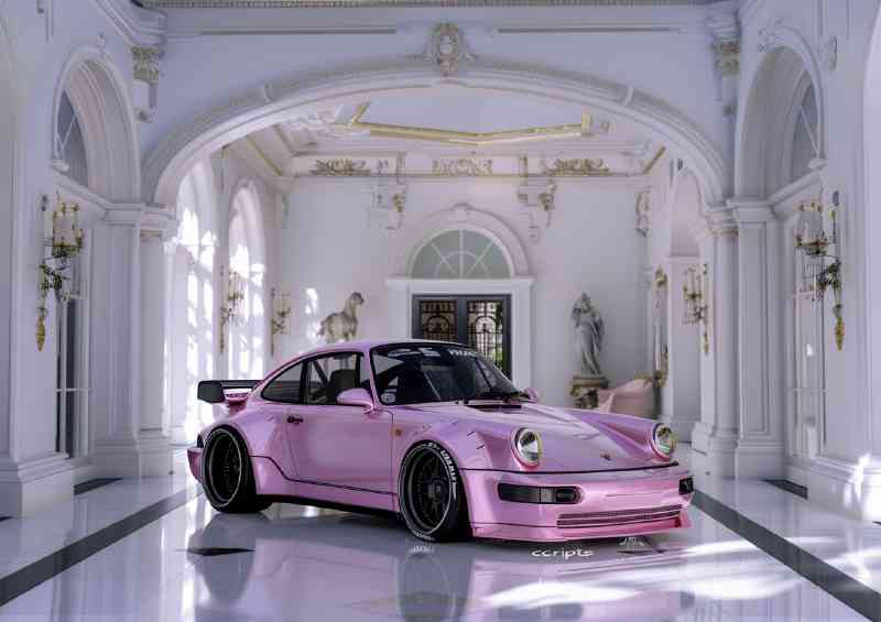 Porsche 964 with pink paint and black wheels | Canvas