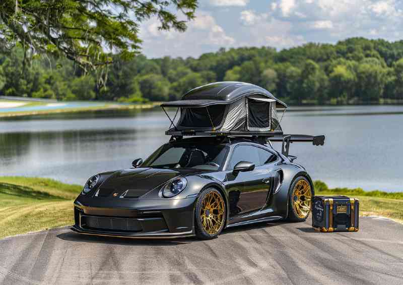 Porsche black and grey widebody gone fishing | Metal Poster
