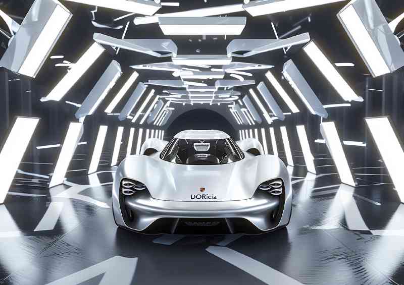 Porsche style concept car with bright lights | Canvas