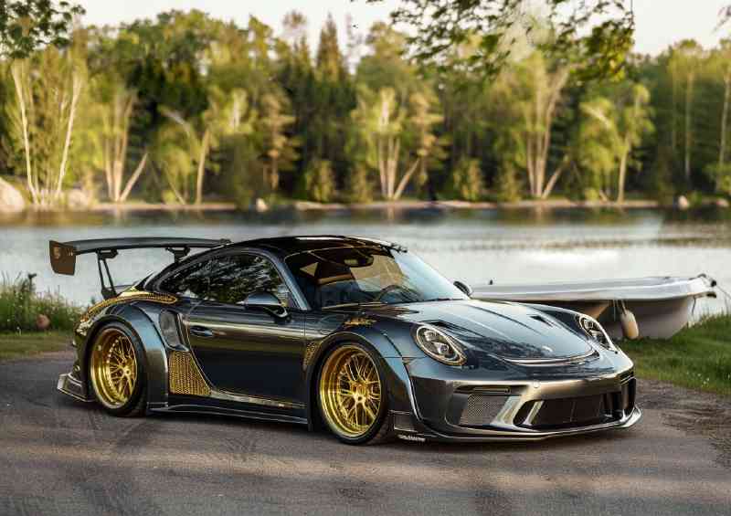 Porsche with a gloss charcol | Poster