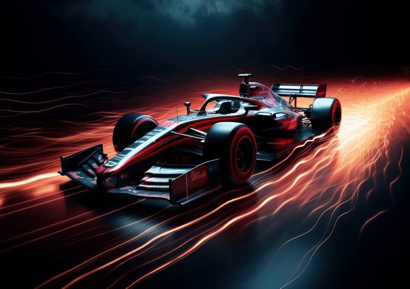 Racing car traverling through time | Metal Poster