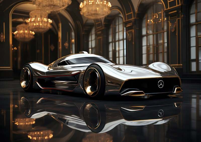 Silver concept car into the future | Canvas