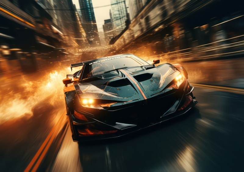 Super car driving at speed | Metal Poster