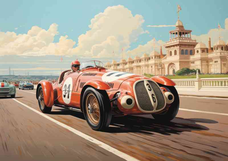Vintage race car on a race track classic balance | Canvas
