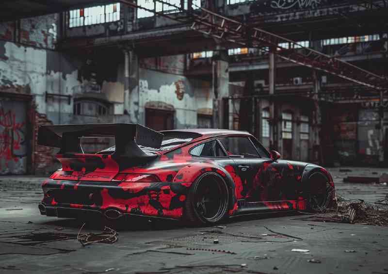 Widebody Porsche R with black and red camo | Canvas
