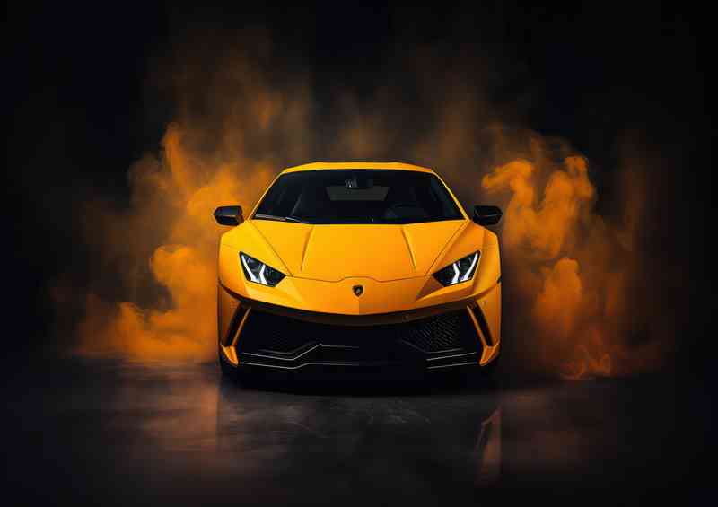 Yellow Lamborghini misty smoke | Di-Bond