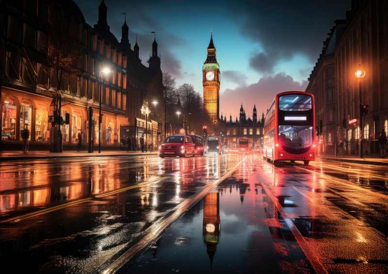 Big ben and the london buss | Metal Poster