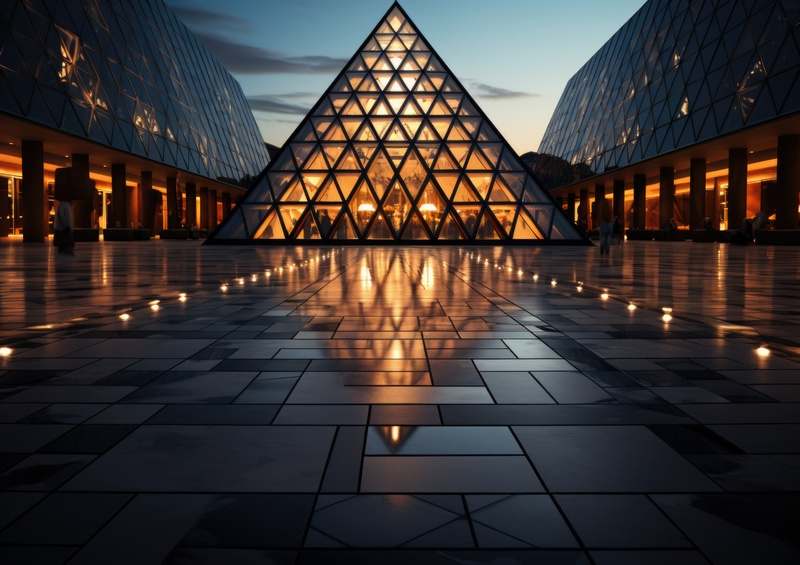 Louvre Museum at dusk | Canvas