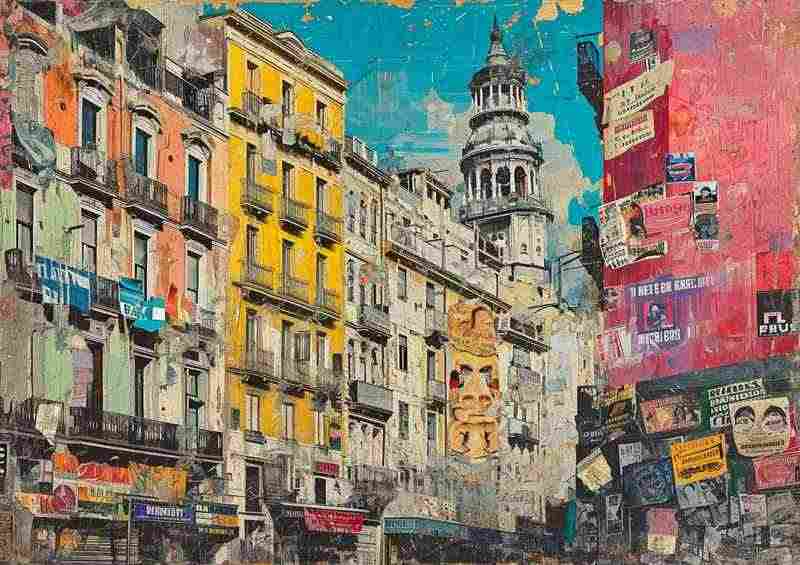 Old Village painting in Italy | Di-Bond