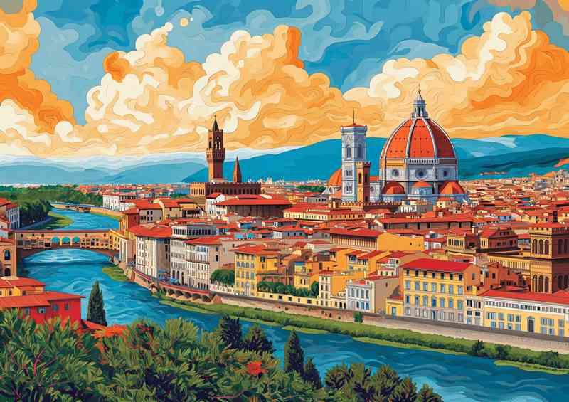 Beautiful painting style of Florance the city | Di-Bond
