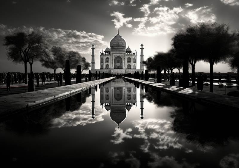 Black and white Taj Mahal | Poster